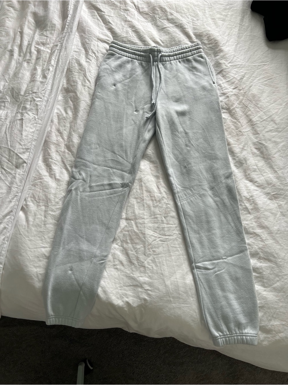 TNA Cozy Fleece Boyfriend Joggers in Light Gray/blue